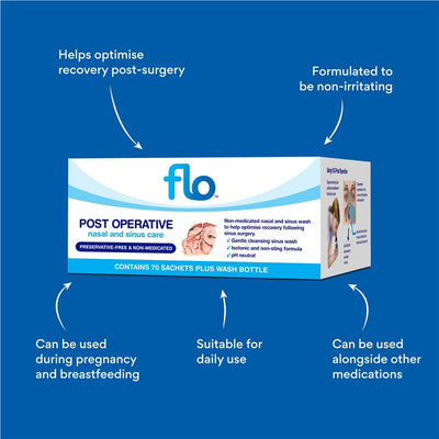 FLO Post Op Nasal Sachet - 70 Sachets for Sinus Recovery
