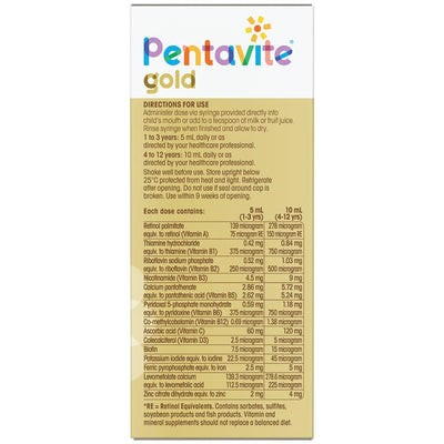 Pentavite Gold Kids Multivitamin Liquid with Iron 200ml