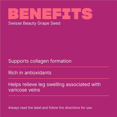 Swisse Beauty Grape Seed Extract 14250mg, 300 Vegan Tablets with Vitamin C