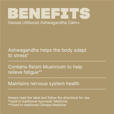Swisse Ultiboost Ashwagandha Calm+ 60 Pack - Natural Stress Relief