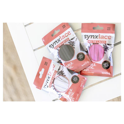 Synxlace No Tie Laces - Black (2 Laces, 4 Tips, 4 Grips)