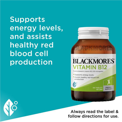 Blackmores Vitamin B12 100mcg Tablets – 150 Count for Energy Support