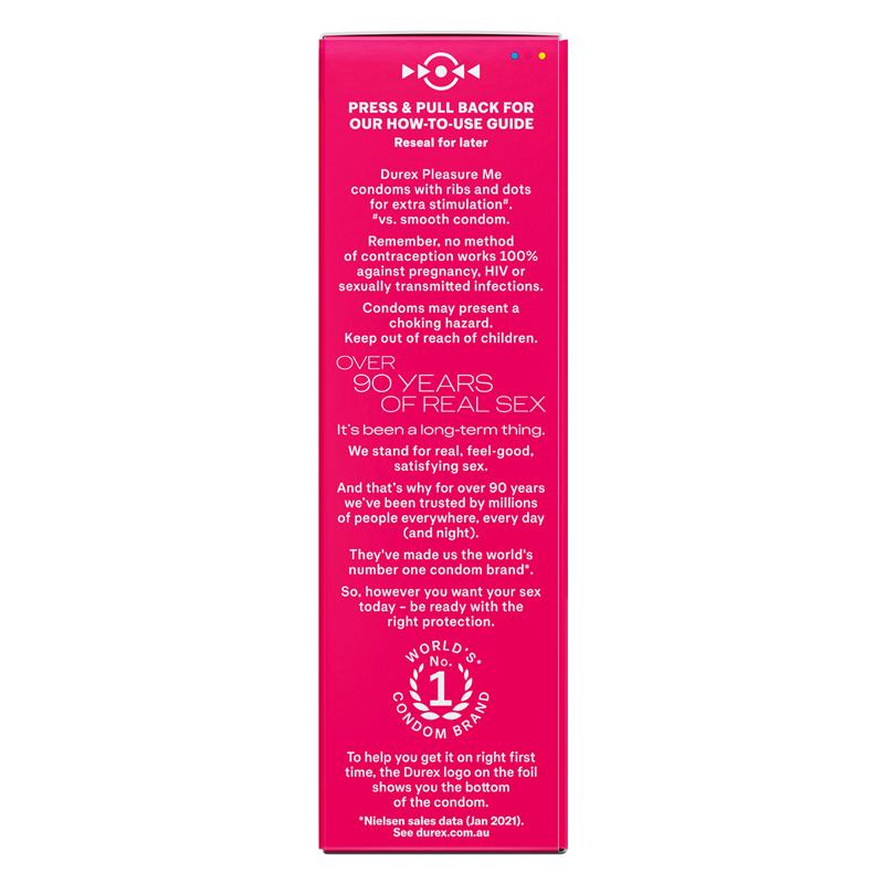 Durex Pleasure Me Ribbed Dotted Latex Condoms 12 Pack