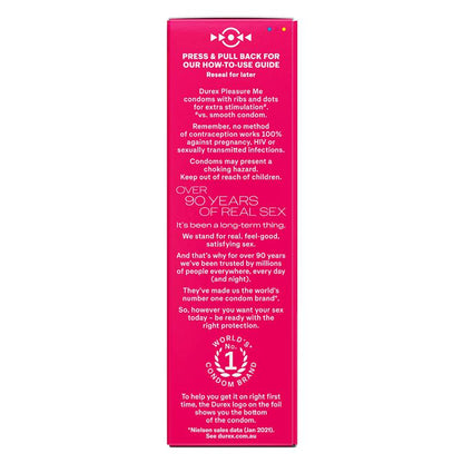 Durex Pleasure Me Ribbed Dotted Latex Condoms 12 Pack