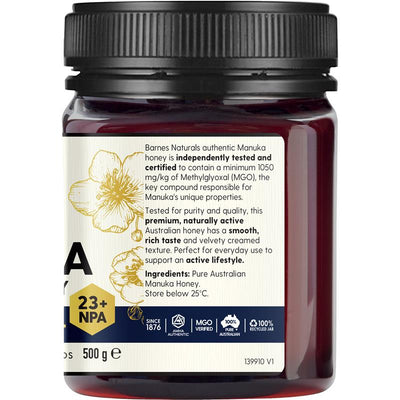 Barnes Naturals Pure Australian Manuka Honey MGO 1050+ 500g