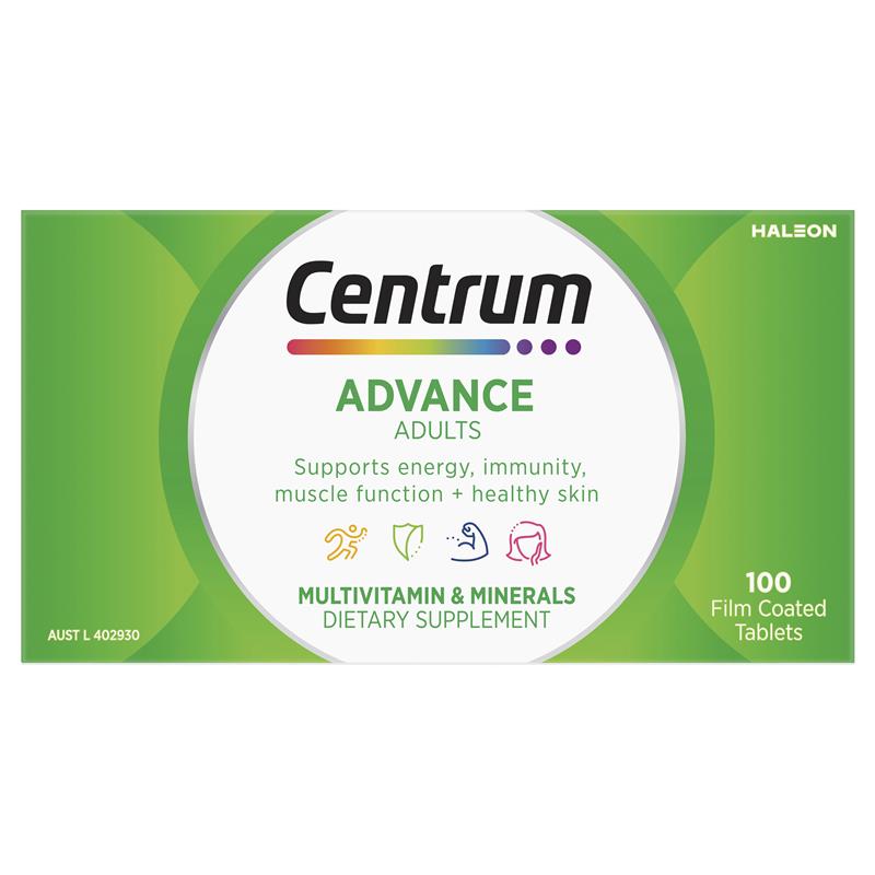 Centrum Advance Multivitamin, 100 Tablets - Supports Energy, Immunity, Skin & Muscle