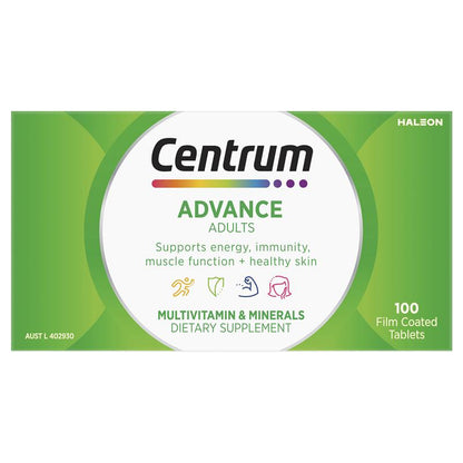 Centrum Advance Multivitamin, 100 Tablets - Supports Energy, Immunity, Skin & Muscle
