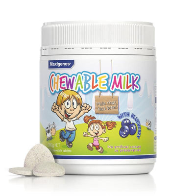 Maxigenes Milk Chewable Tablets with Blueberry – 150 Count