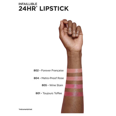 L'Oreal Paris Infallible Lipstick 804 Metro Proof Ros Nu Nudes Collection
