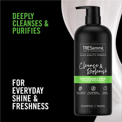 Tresemme Cleanse & Replenish Shampoo 940ml - Refreshing Clean for All Hair Types