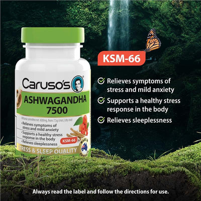 Carusos Ashwagandha 50 Tablets - Natural Stress Relief & Energy Boost