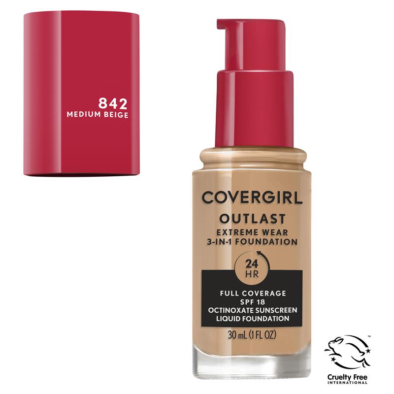 Covergirl Outlast Extreme Wear Foundation 842 Medium Beige 30ml