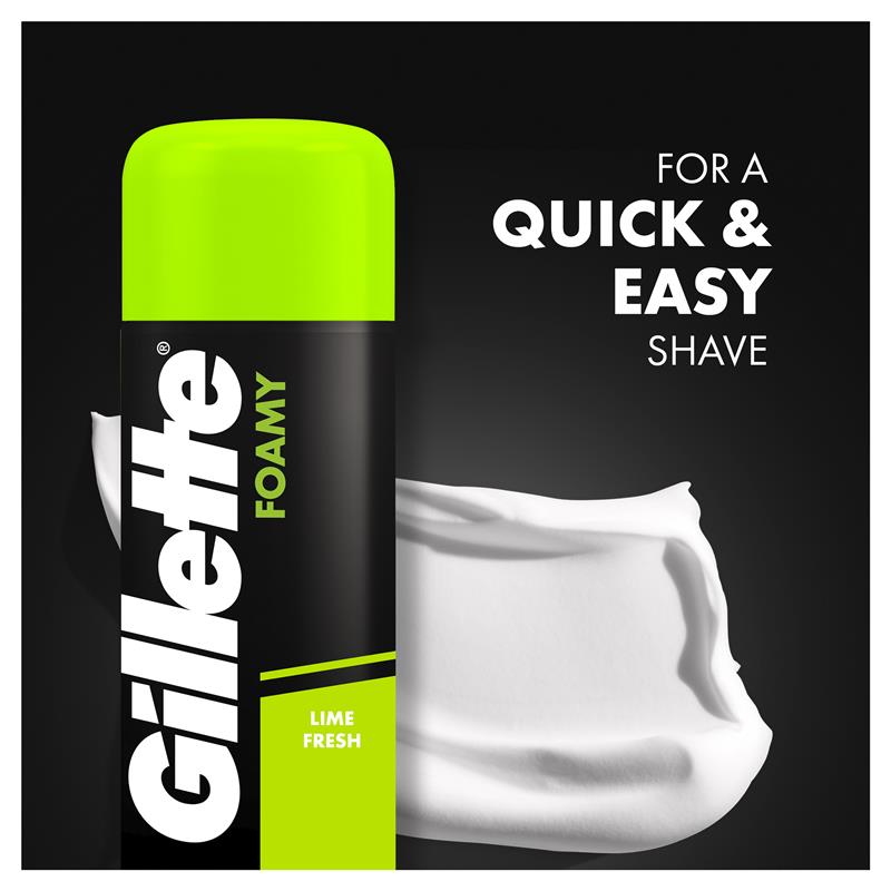 Gillette Sensitive Shave Foam Lemon Lime 333g Value Pack with Aloe Vera