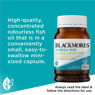 Blackmores Omega Mini Double Concentrate - 400 Capsules for Heart & Brain Health