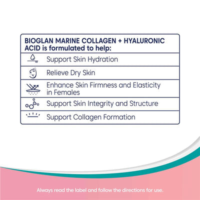 Bioglan Marine Collagen + Hyaluronic Acid 80 Tablets for Skin Health