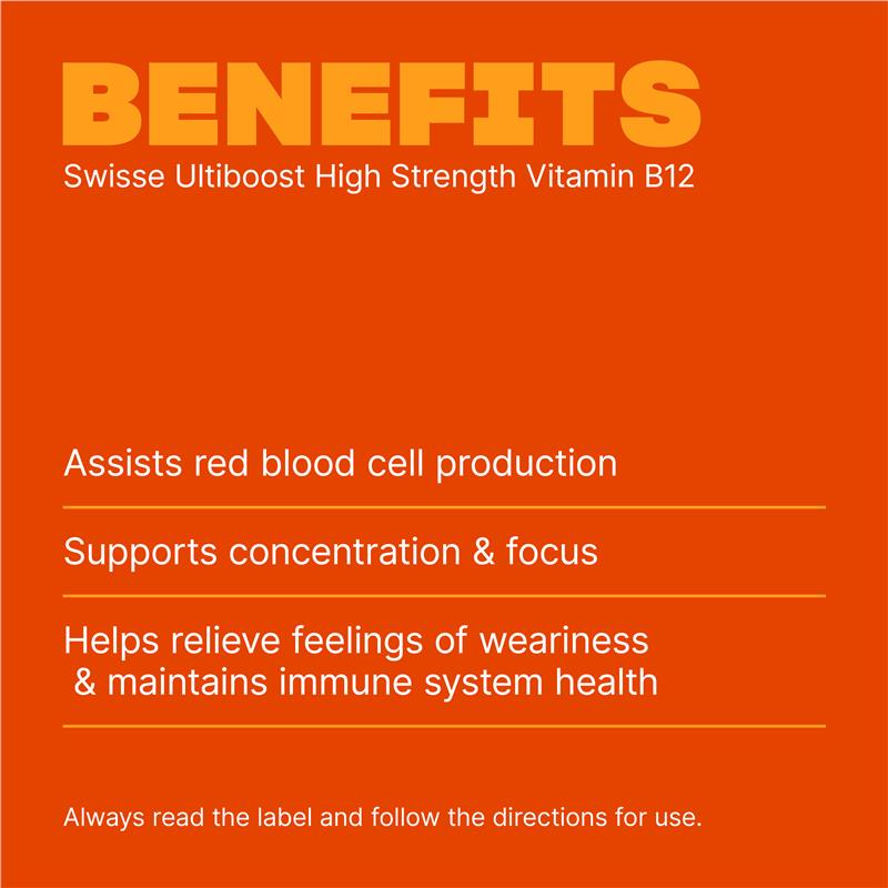 Swisse Ultiboost High Strength Vitamin B12 1000mcg - 60 Vegan Tablets
