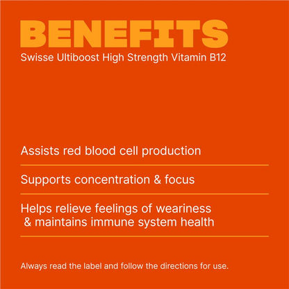 Swisse Ultiboost High Strength Vitamin B12 1000mcg - 60 Vegan Tablets