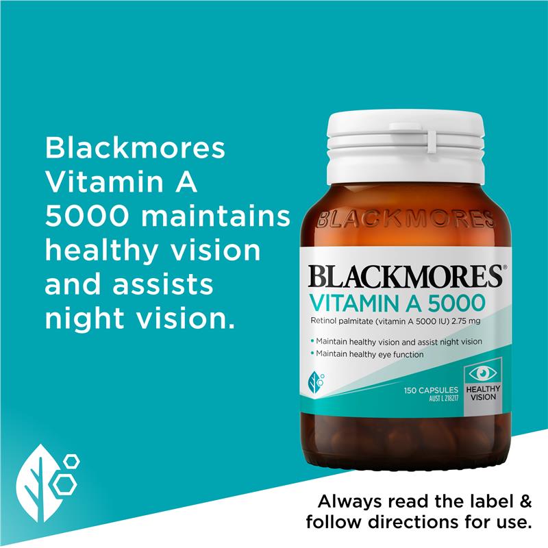 Blackmores Vitamin A 5000 IU Capsules, 150 for Healthy Vision & Eye Health