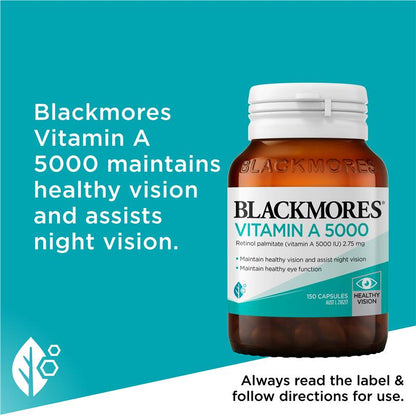 Blackmores Vitamin A 5000 IU Capsules, 150 for Healthy Vision & Eye Health