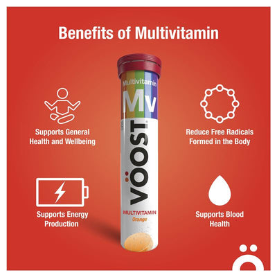Voost Orange Multivitamin Effervescent Tablets for Adults, 20 Pack