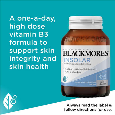 Blackmores Insolar High Dose Vitamin B3 (Nicotinamide) 120 Tablets for Skin Health