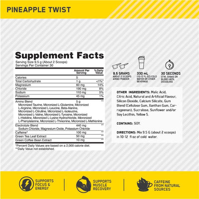 Optimum Nutrition Amino Energy + Electrolytes Pineapple - 30 Serves (285g)