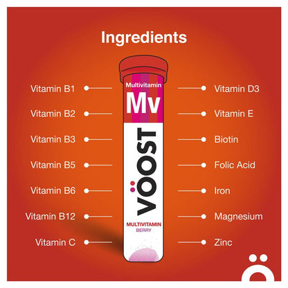 Voost Berry Effervescent Multivitamin Tablets with 14 Vitamins – 20 Pack