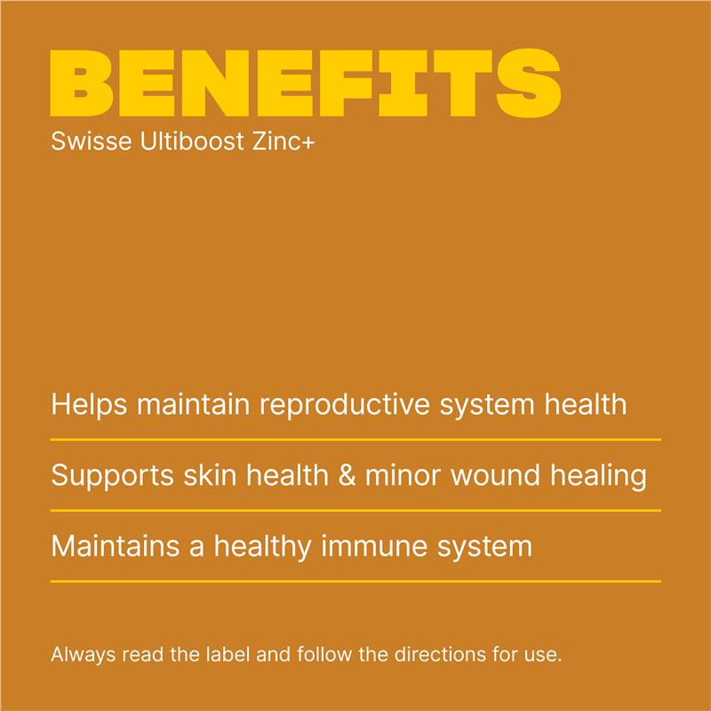 Swisse Ultiboost Zinc+ with Vitamins A B6 Magnesium - 60 Tablets