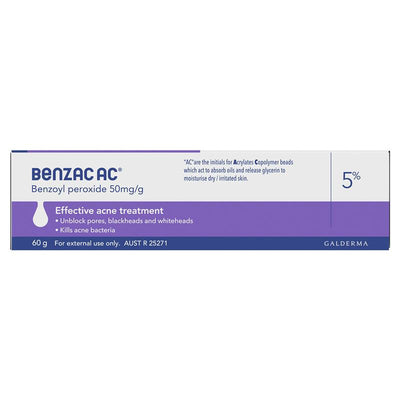 Benzac AC Gel 5% - 60g (Moderate Strength Acne Treatment)