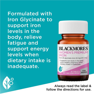Blackmores Women's Premium Iron 30 Tablets - Essential Iron Support