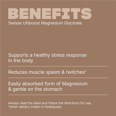 Swisse Ultiboost Magnesium Glycinate 150mg Bioavailable – 60 Vegan Tablets