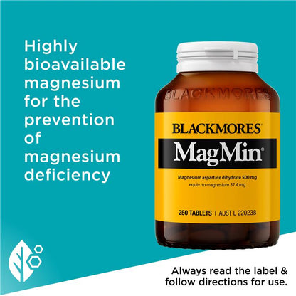 Blackmores MagMin 500mg Magnesium Supplement – 250 Tablets