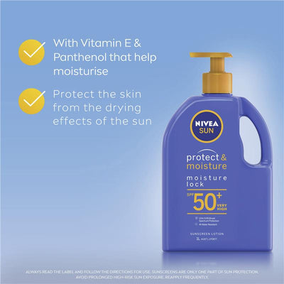 NIVEA Sun Protect & Moisture SPF50+ Sunscreen Lotion Pump 1L - Ultimate Sun Protection
