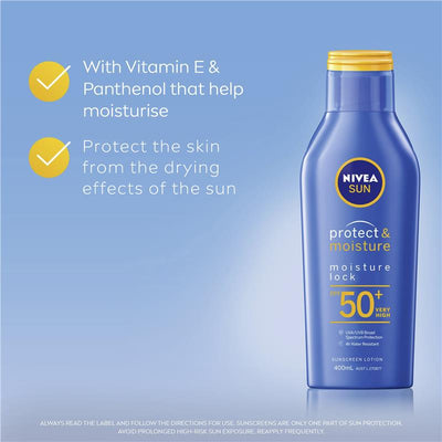 NIVEA Sun Protect & Moisture SPF50+ Sunscreen Lotion 400ml - Maximum Sun Defense