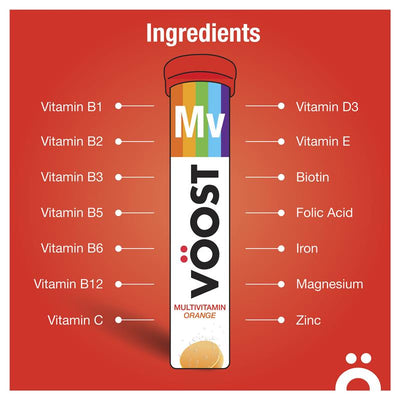 Voost Orange Multivitamin Effervescent Tablets for Adults, 20 Pack