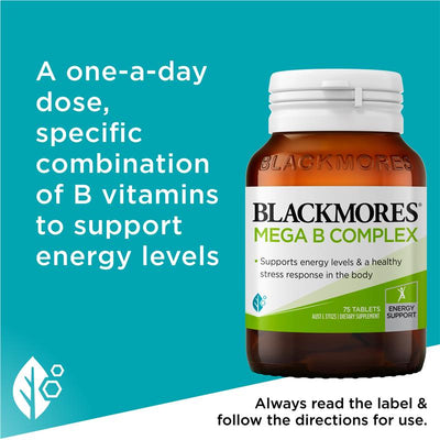 Blackmores Mega B Complex 75 Tablets - High Potency Energy Support