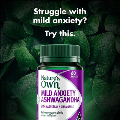 Nature's Own Ashwagandha for Anxiety with Sensoril, Magnesium & Chamomile – 60ct