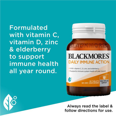 Blackmores Daily Immune Support Tablets 60 with Vitamin C, D, Zinc & Elderberry