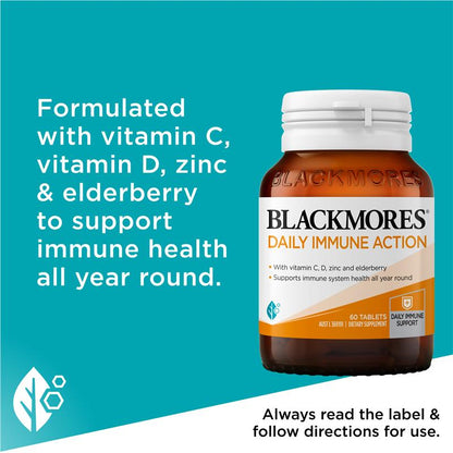 Blackmores Daily Immune Support Tablets 60 with Vitamin C, D, Zinc & Elderberry