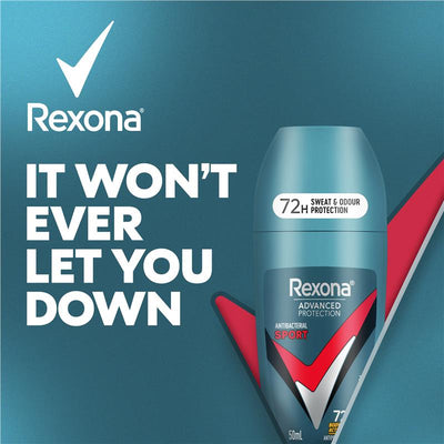 Rexona Men Sport Antiperspirant Roll-On Deodorant 50ml - 72h Protection