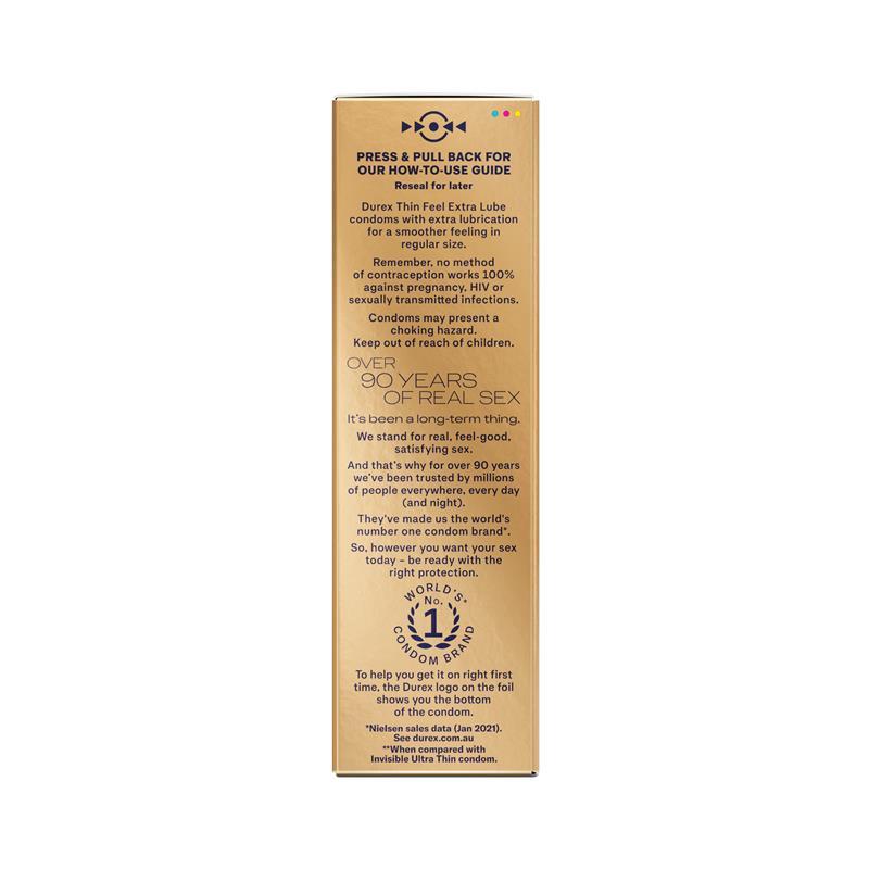 Durex Invisible Extra Lube Ultra-Thin Condoms, 10 condome
