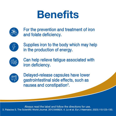 Fefol Iron & Folate Supplement - 60 Capsules for Energy Support