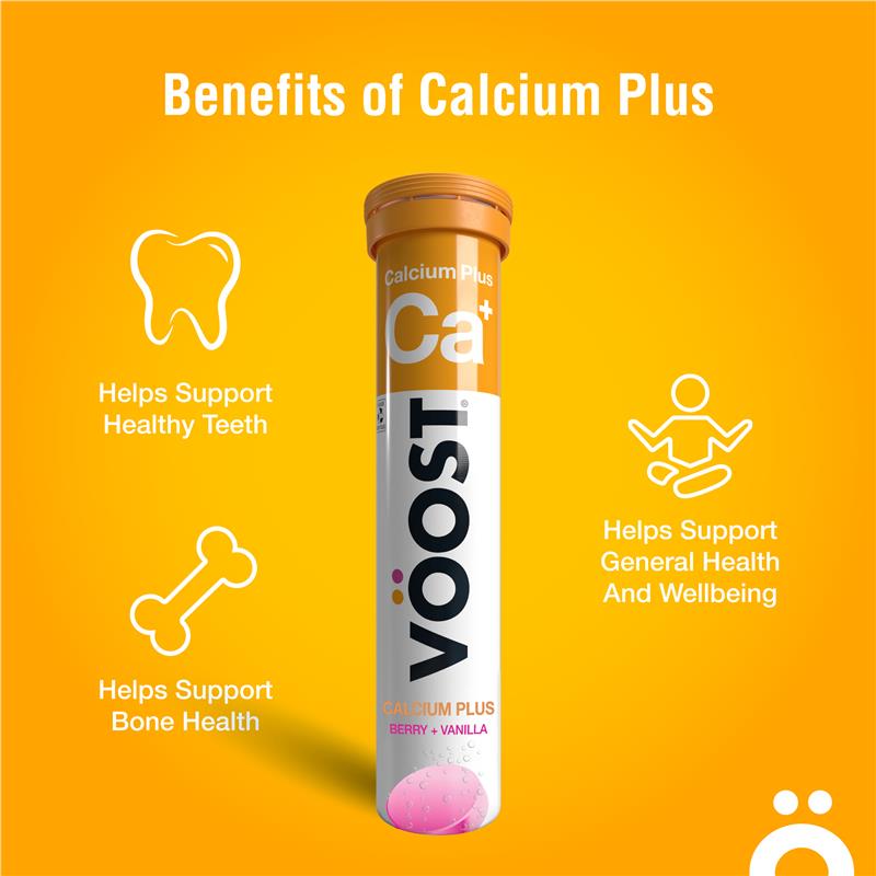VÖOST Calcium + D3 Effervescent Tablets, 20 tablets, Bone Health Support
