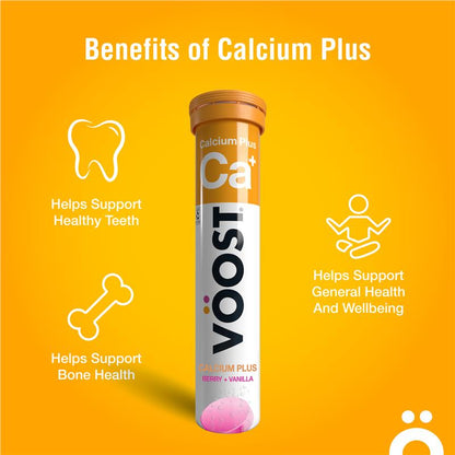 VÖOST Calcium + D3 Effervescent Tablets, 20 tablets, Bone Health Support