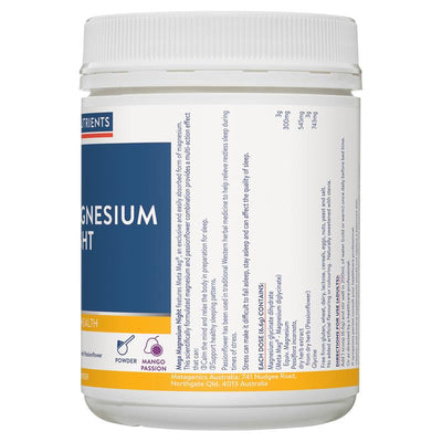 Ethical Nutrients Mega Magnesium Night 272g – Glycinate & Passionflower Sleep Aid