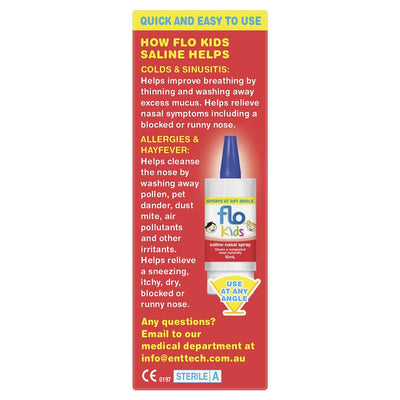 FLO Kids Saline Nasal Spray 15ml - Gentle Relief for Congested Noses