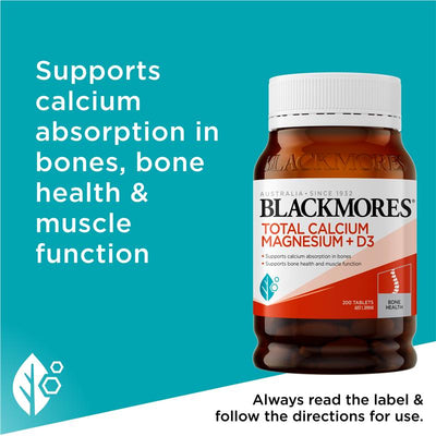 Blackmores Total Calcium and Magnesium + D3 - 200 Tablets for Bone Health