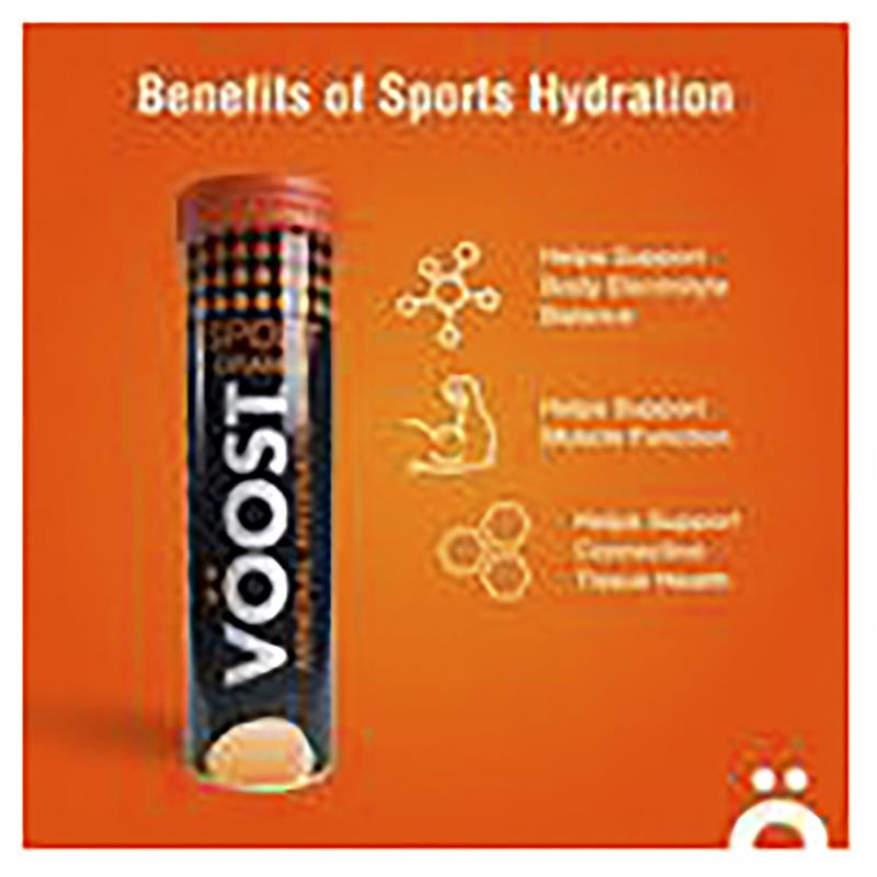 Voost Sport Orange Effervescent 10 Tablets - Hydration Support Supplement