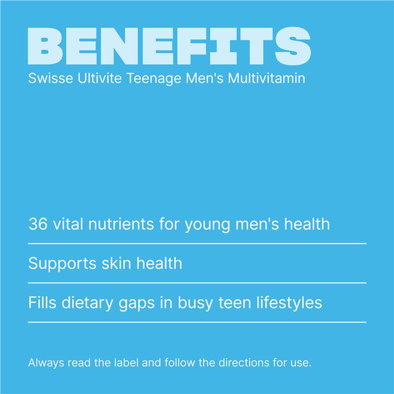 Swisse Ultivite Teenage Men's Multivitamin with B Vitamins, 60 Tablets
