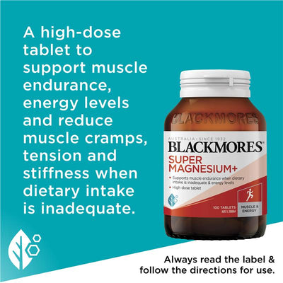 Blackmores Super Magnesium+ 100 Tablets for Muscle & Energy Support